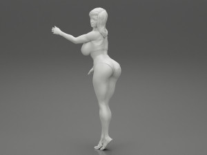 Sexy Brunette Woman Posing and Opening Window 3D Print Model Modèles 3D en vedette