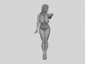 Sexy Brunette Woman Posing and Opening Window 3D Print Model Modèles 3D en vedette