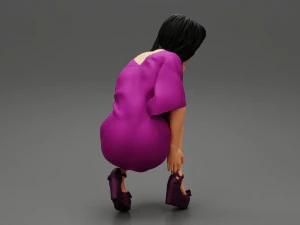 Beautiful Woman Bending Down 3D Print Model 3D Print Model