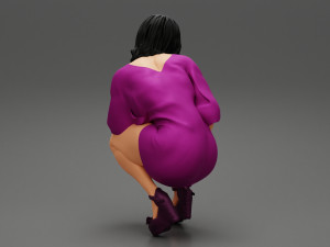 Beautiful Woman Bending Down 3D Print Model 3D 프린트 모델