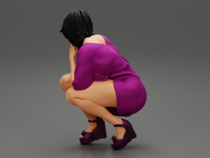 Beautiful Woman Bending Down 3D Print Model 3D 프린트 모델