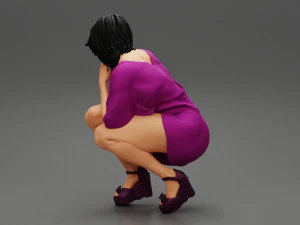 Beautiful Woman Bending Down 3D Print Model 3D Print Model