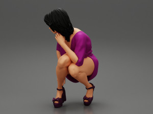 Beautiful Woman Bending Down 3D Print Model 3D 프린트 모델