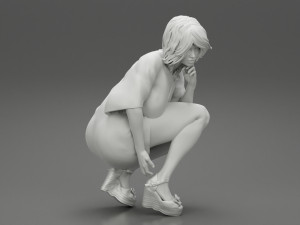 Beautiful Woman Bending Down 3D Print Model 3D 프린트 모델