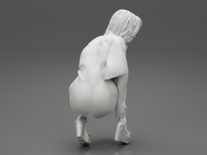 Beautiful Woman Bending Down 3D Print Model 3D 프린트 모델