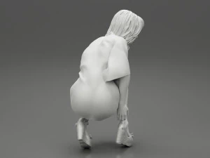 Beautiful Woman Bending Down 3D Print Model 3D Print Model