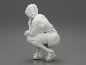 Beautiful Woman Bending Down 3D Print Model 3D Print Model
