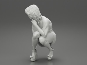Beautiful Woman Bending Down 3D Print Model 3D 프린트 모델