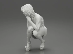 Beautiful Woman Bending Down 3D Print Model 3D Print Model