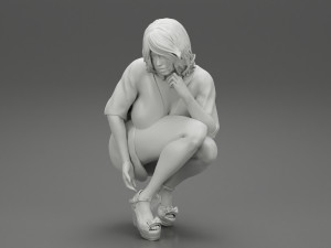 Beautiful Woman Bending Down 3D Print Model 3D 프린트 모델