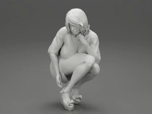 Beautiful Woman Bending Down 3D Print Model 3D Print Model