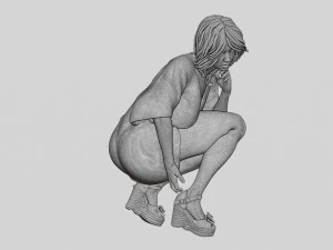 Beautiful Woman Bending Down 3D Print Model 3D Print Model
