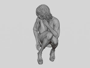 Beautiful Woman Bending Down 3D Print Model 3D Print Model