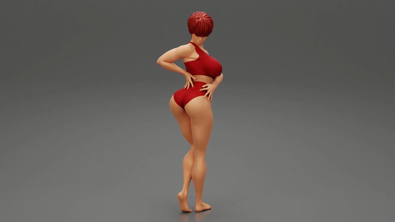 Bikini Giyen G&uuml;zel Kısa Sa&ccedil;lı Esmer Kadın 3D baskı modeli 3D Baskı Modeli .c4d .max .obj .3ds .fbx .stl .blend 