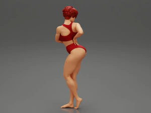 Bikini Giyen G&uuml;zel Kısa Sa&ccedil;lı Esmer Kadın 3D baskı modeli 3D Baskı Modeli