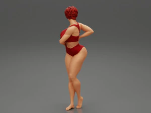 Bikini Giyen G&uuml;zel Kısa Sa&ccedil;lı Esmer Kadın 3D baskı modeli 3D Baskı Modeli
