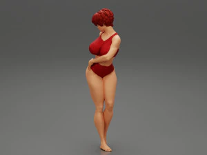 Bikini Giyen G&uuml;zel Kısa Sa&ccedil;lı Esmer Kadın 3D baskı modeli 3D Baskı Modeli