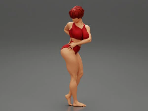 Bikini Giyen G&uuml;zel Kısa Sa&ccedil;lı Esmer Kadın 3D baskı modeli 3D Baskı Modeli