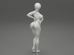 Bikini Giyen G&uuml;zel Kısa Sa&ccedil;lı Esmer Kadın 3D baskı modeli 3D Baskı Modeli