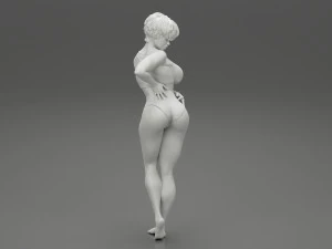 Bikini Giyen G&uuml;zel Kısa Sa&ccedil;lı Esmer Kadın 3D baskı modeli 3D Baskı Modeli