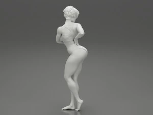 Bikini Giyen G&uuml;zel Kısa Sa&ccedil;lı Esmer Kadın 3D baskı modeli 3D Baskı Modeli