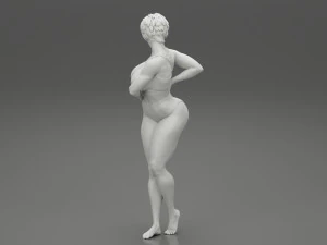 Bikini Giyen G&uuml;zel Kısa Sa&ccedil;lı Esmer Kadın 3D baskı modeli 3D Baskı Modeli