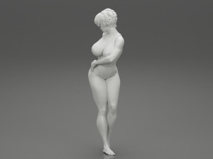 Beautiful Short Hair Brunette Woman Wearing Bikini 3D print model Modello di stampa 3D