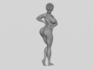 Beautiful Short Hair Brunette Woman Wearing Bikini 3D print model Modello di stampa 3D