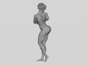 Beautiful Short Hair Brunette Woman Wearing Bikini 3D print model Modello di stampa 3D