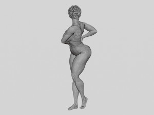 Beautiful Short Hair Brunette Woman Wearing Bikini 3D print model Modello di stampa 3D