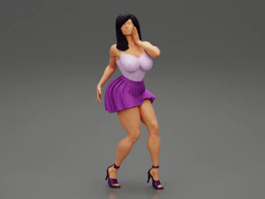 Sexy Woman Posing Wearing Skirt 3D Print Model 3D Print Model