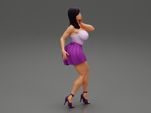 Sexy Woman Posing Wearing Skirt 3D Print Model 3Dプリントモデル