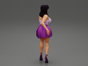 Sexy Woman Posing Wearing Skirt 3D Print Model 3Dプリントモデル