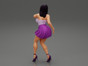 Sexy Woman Posing Wearing Skirt 3D Print Model 3Dプリントモデル