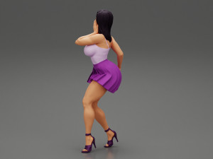 Sexy Woman Posing Wearing Skirt 3D Print Model 3Dプリントモデル