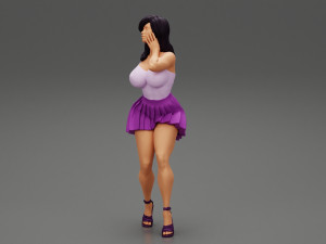 Sexy Woman Posing Wearing Skirt 3D Print Model 3Dプリントモデル