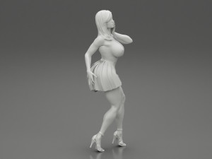 Sexy Woman Posing Wearing Skirt 3D Print Model 3Dプリントモデル