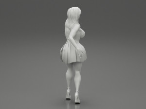 Sexy Woman Posing Wearing Skirt 3D Print Model 3Dプリントモデル