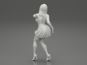 Sexy Woman Posing Wearing Skirt 3D Print Model 3Dプリントモデル