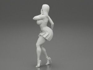 Sexy Woman Posing Wearing Skirt 3D Print Model 3Dプリントモデル