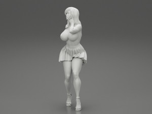 Sexy Woman Posing Wearing Skirt 3D Print Model 3Dプリントモデル