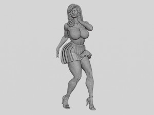 Sexy Woman Posing Wearing Skirt 3D Print Model 3Dプリントモデル