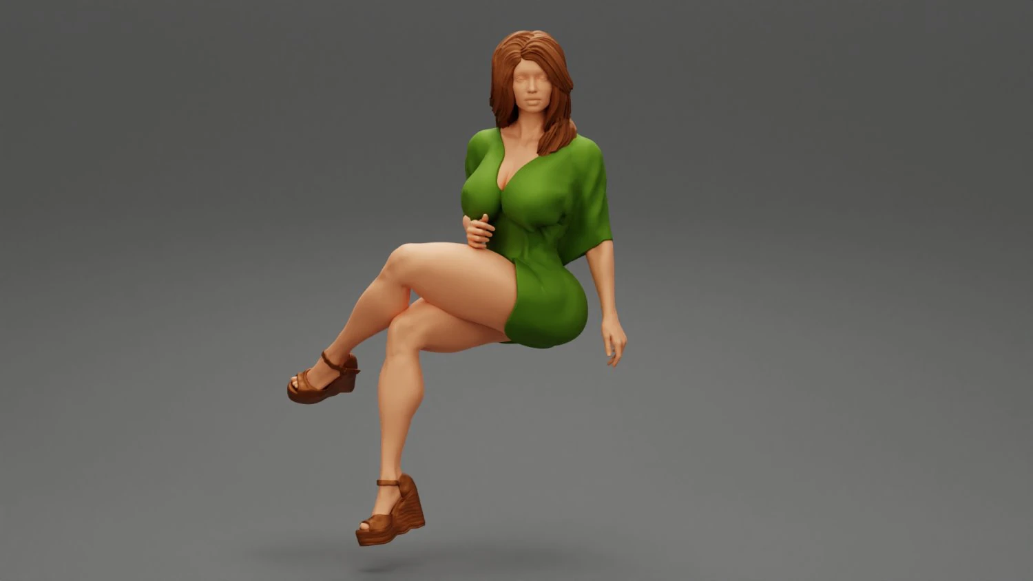 Woman Wearing High Heels Shoes and Short Skirt Sitting 3D Print Model 3D Print Model .c4d .max .obj .3ds .fbx .stl .blend