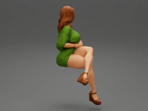 Woman Wearing High Heels Shoes and Short Skirt Sitting 3D Print Model 3D Print Model