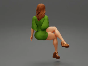 Woman Wearing High Heels Shoes and Short Skirt Sitting 3D Print Model 3D Print Model