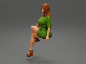 Woman Wearing High Heels Shoes and Short Skirt Sitting 3D Print Model 3D Print Model