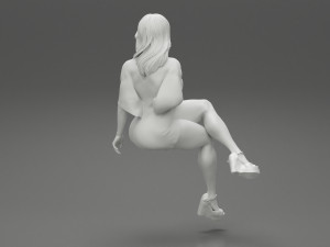 Woman Wearing High Heels Shoes and Short Skirt Sitting 3D Print Model 3D Принт Модель