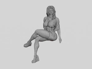Woman Wearing High Heels Shoes and Short Skirt Sitting 3D Print Model 3D Print Model