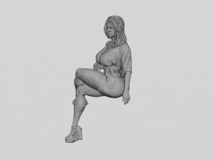 Woman Wearing High Heels Shoes and Short Skirt Sitting 3D Print Model 3D Принт Модель