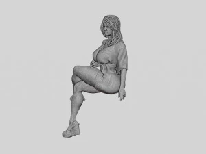 Woman Wearing High Heels Shoes and Short Skirt Sitting 3D Print Model 3D Print Model